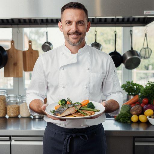 Entrenador guiando una sesión de ejercicio en un parque, con participantes entusiastas y activos.